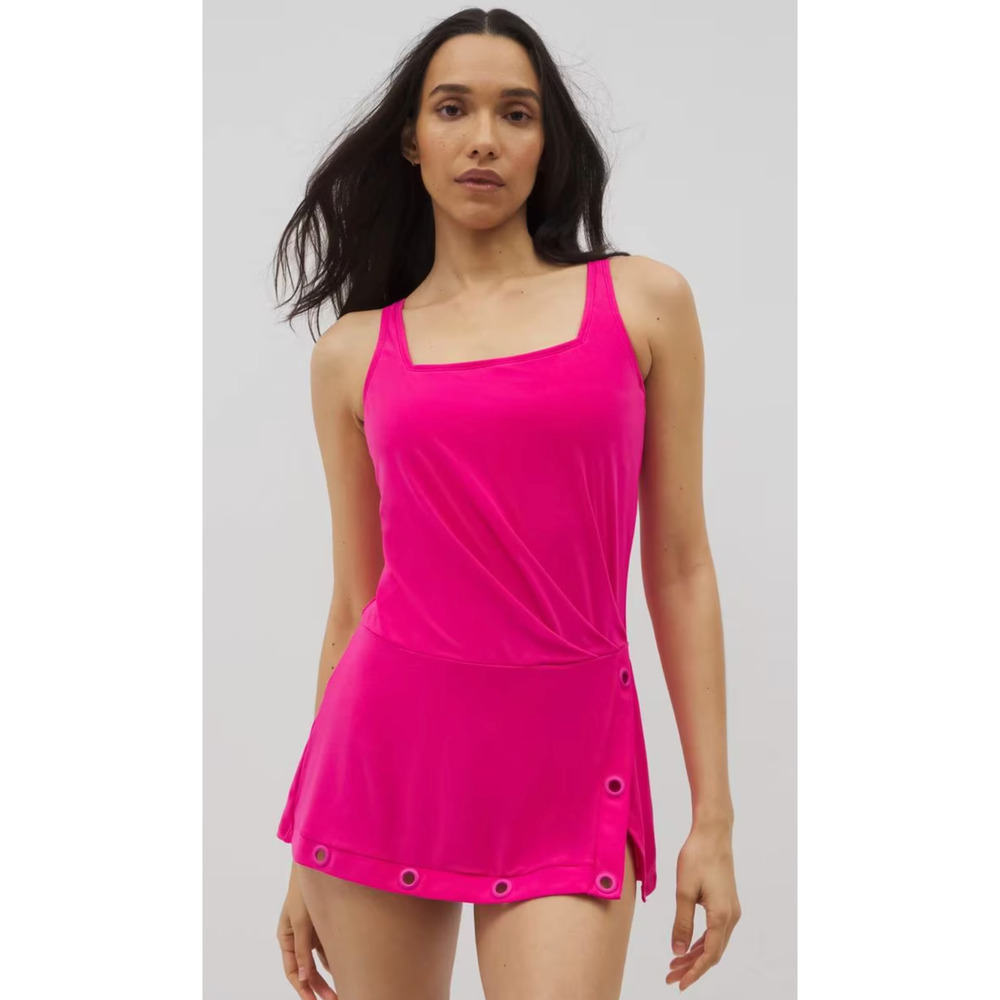NWT BEYOND CONTROL DRAGON FRUIT PINK GROMMETS SWIM DRESS ONE PIECE SWIMSUIT 14